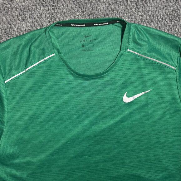 Nike Dri-Fit Miler Running Training Shirt Green Men’s Size Large CU0326-319 - Picture 3 of 6